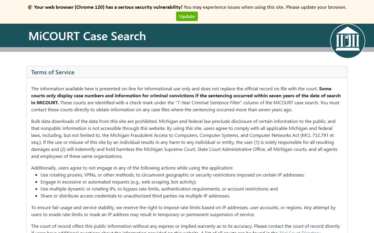 Gogebic County court records after arrest MiCOURT case search